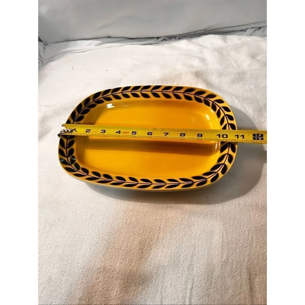 Rare Vintage Bennet Bakeware Jug Teapot W Lid and Matching Tray in Yellow &Black